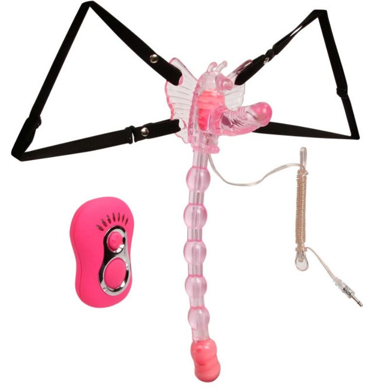 Experience multi-zone pleasure with Baile Butterfly Strap-On vibrator. 7 vibration modes, remote control. Ships UK & EU. Buy now for unforgettable fun!4