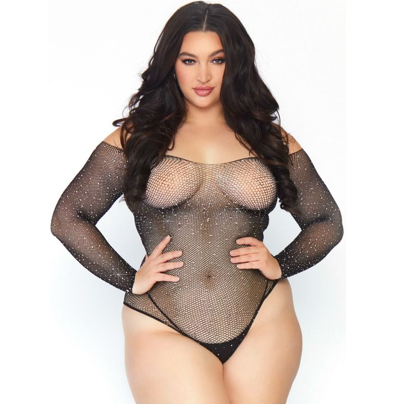 LEG AVENUE - Crystalized Fishnet Bodystocking 1X – 2X by DelighToys