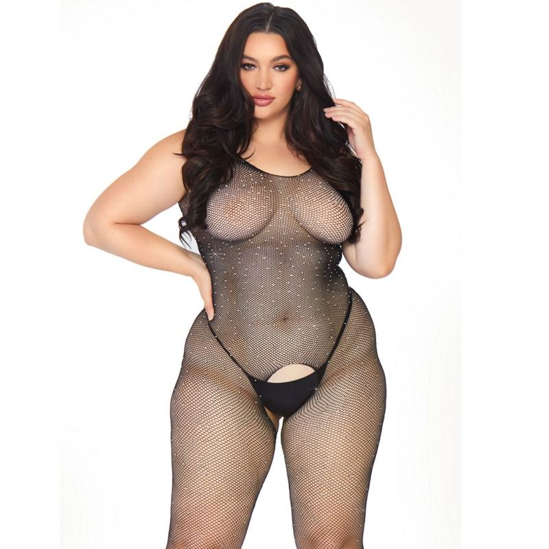 LEG AVENUE - Crystalyzed Net Bodystocking 1X – 2X by DelighToys