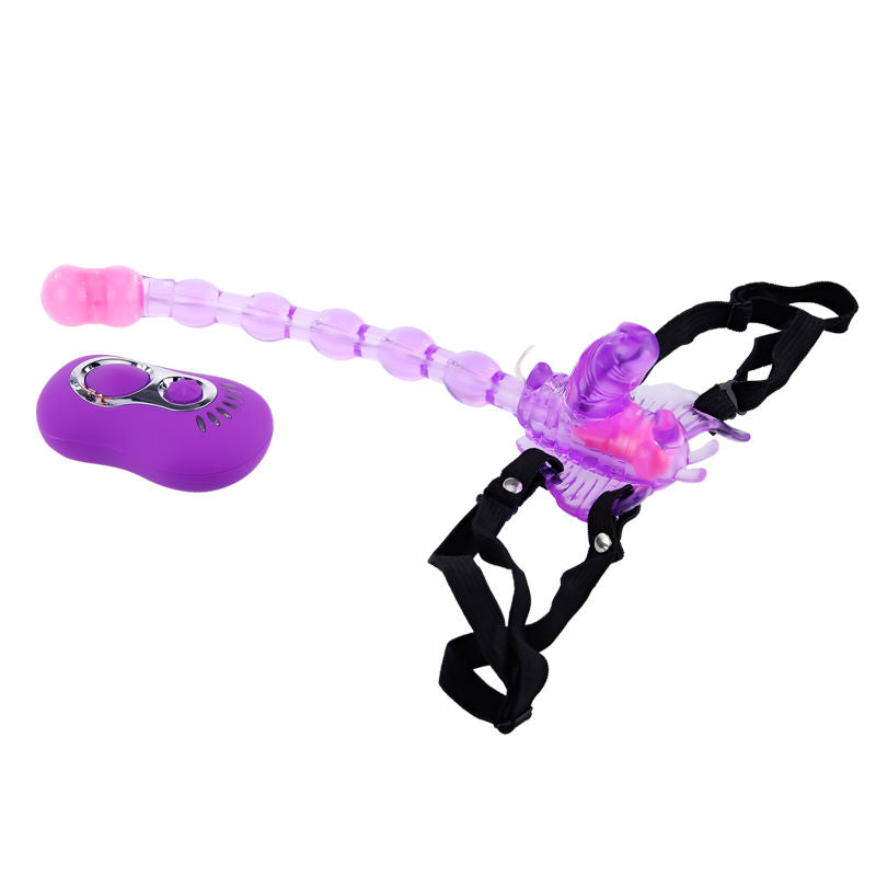 Discover Baile Butterfly Strap-On Lilac with 7 vibration modes for vagina, clitoris, and anus stimulation. Available UK & EU. Order now for thrilling pleasure!2