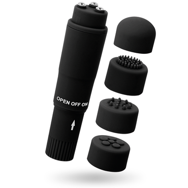 Glossy Kurt Mini Pocket Massager with Interchangeable Heads Vibrator – Vibrators – PURPLE – product photo 2