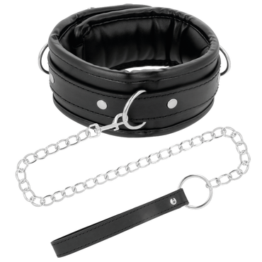 DARKNESS - Padded Leather Posture Collar Chain Leash