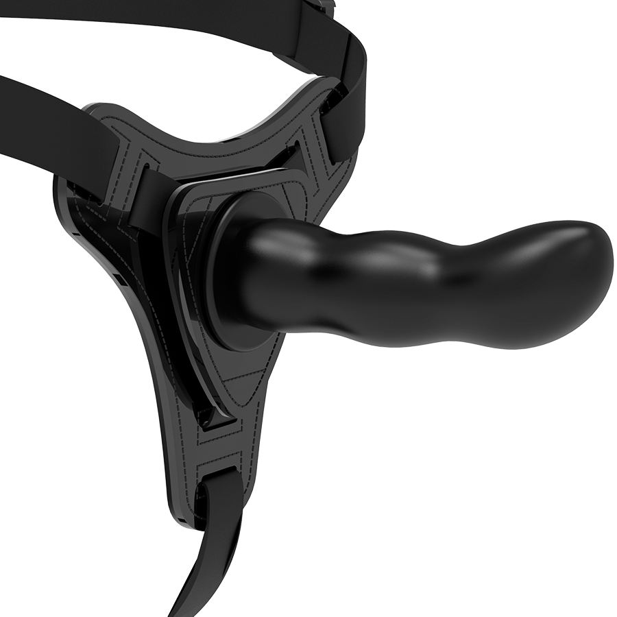 Fetish Submissive Harness - Black Silicone G-Spot 16 Cm