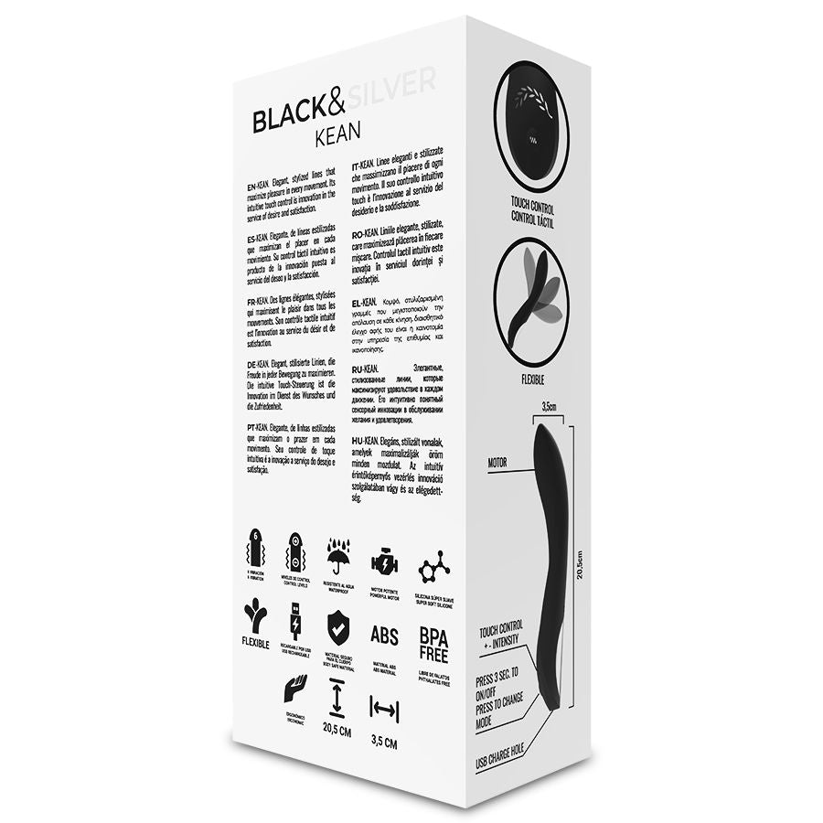 BLACK&SILVER - DelighToys Black & Silver Kean Vibrator Touch Control