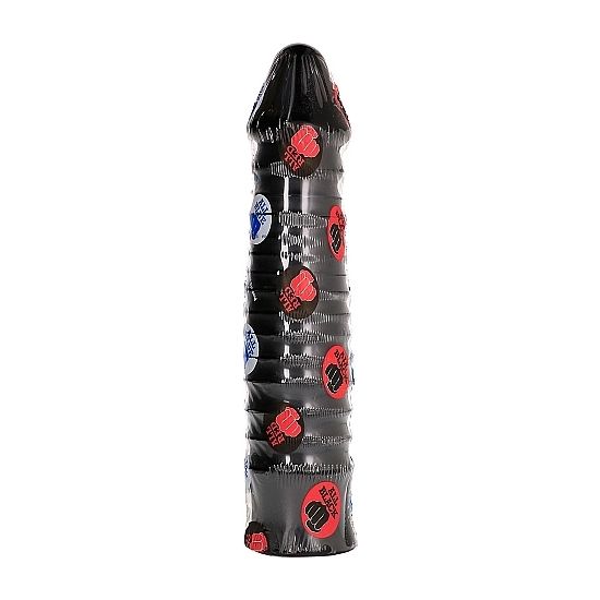 Discover intense stimulation with the All Black Large Ribbed Dildo. Deeply textured and body-safe. Compatible with water and silicone lubricants for smooth use.3
