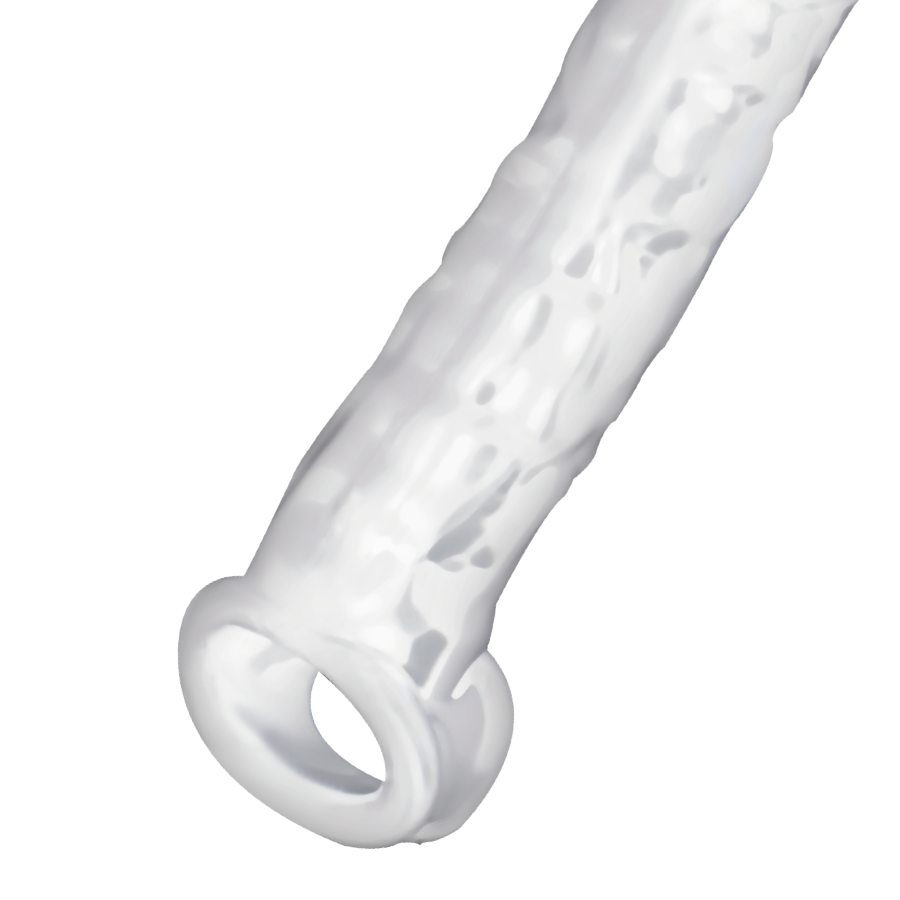Add extra size discreetly with the Addicted Toys Dong Extension Transparent. This extension offers 2.5 cm length and 0.4 cm girth with a secure testicle ring.3