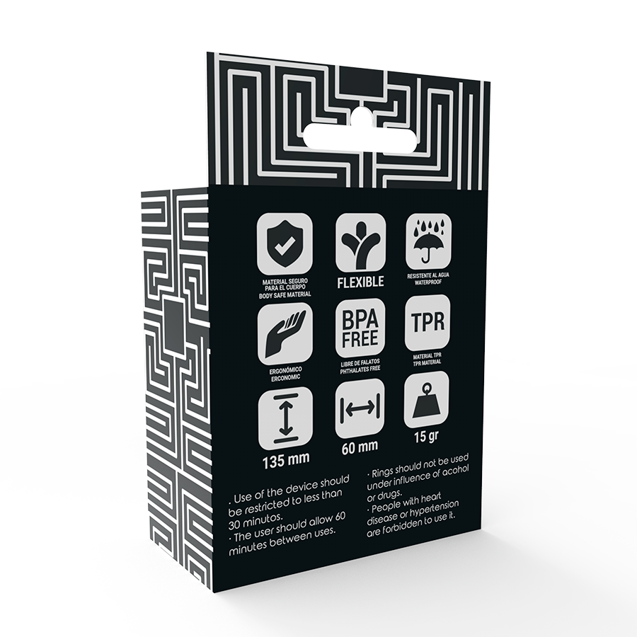 Addicted Toys Penis Rings Set three super elastic cock rings for enhanced erection The image shows a set of three clear silicone rings designed for the penis, packaged in a black box with a Greek key design. The packaging also states the product is a set for penis rings.9