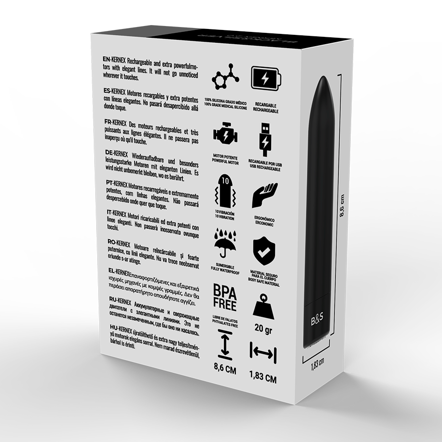 Black&Silver - Kernex 2 Black Vibrating Magnetic Bullet