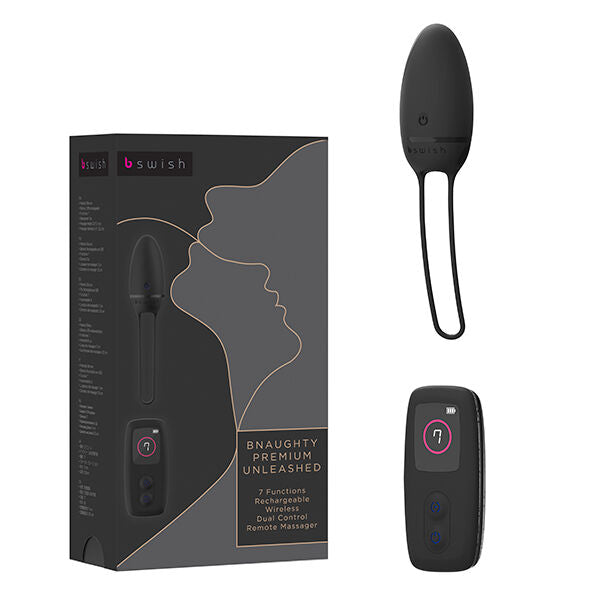 B Swish Bnaughty Premium Sex Toy offers 7 powerful functions, remote control, waterproof design, and LED screen for intimate pleasure anytime, anywhere.6