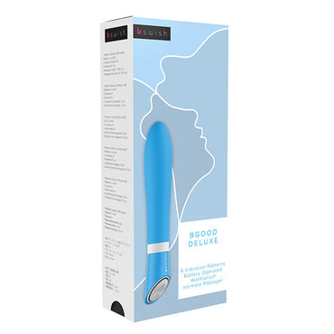 Experience the Bgood Deluxe Vibrator by B Swish. Features 6 vibration modes, body-safe silicone, waterproof design, and ergonomic control. Ideal for solo or couples play.2
