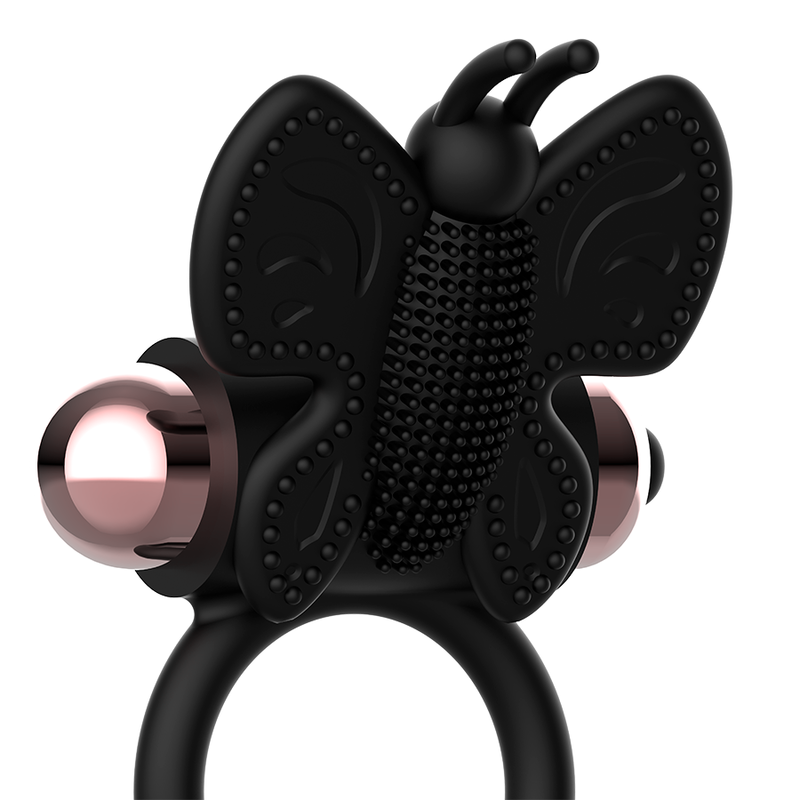 Coquette Toys - Cock Ring Butterfly With Vibrator Black/ Gold