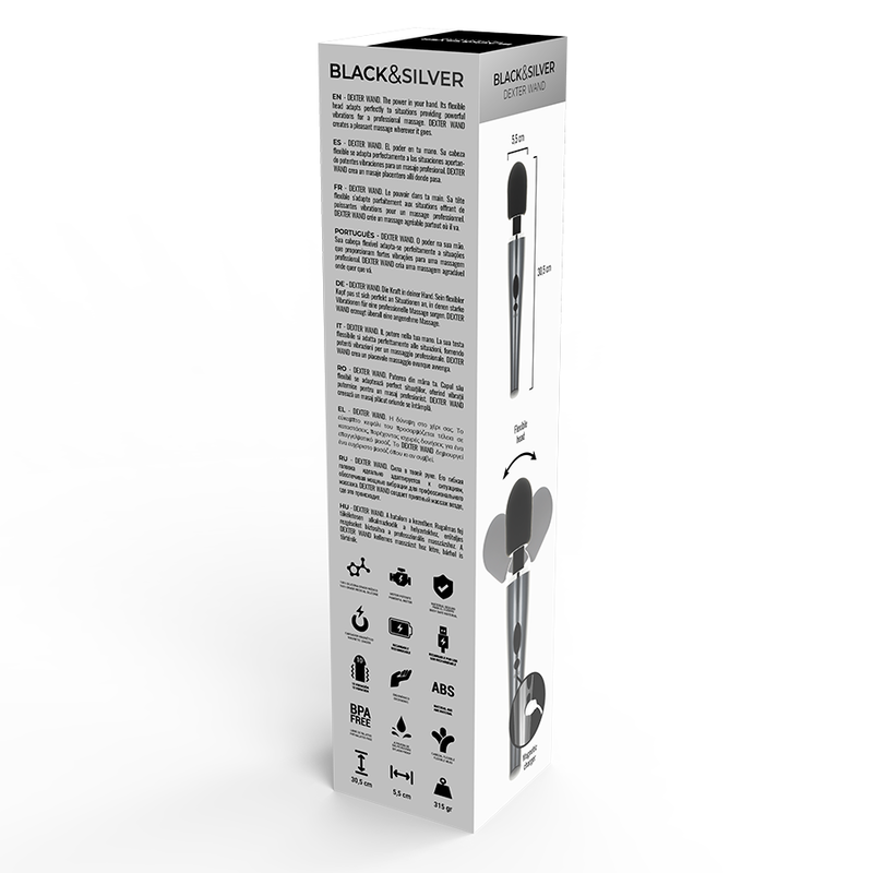 BLACK&SILVER - DelighToys Dexter Massage Wand – Black & Silver
