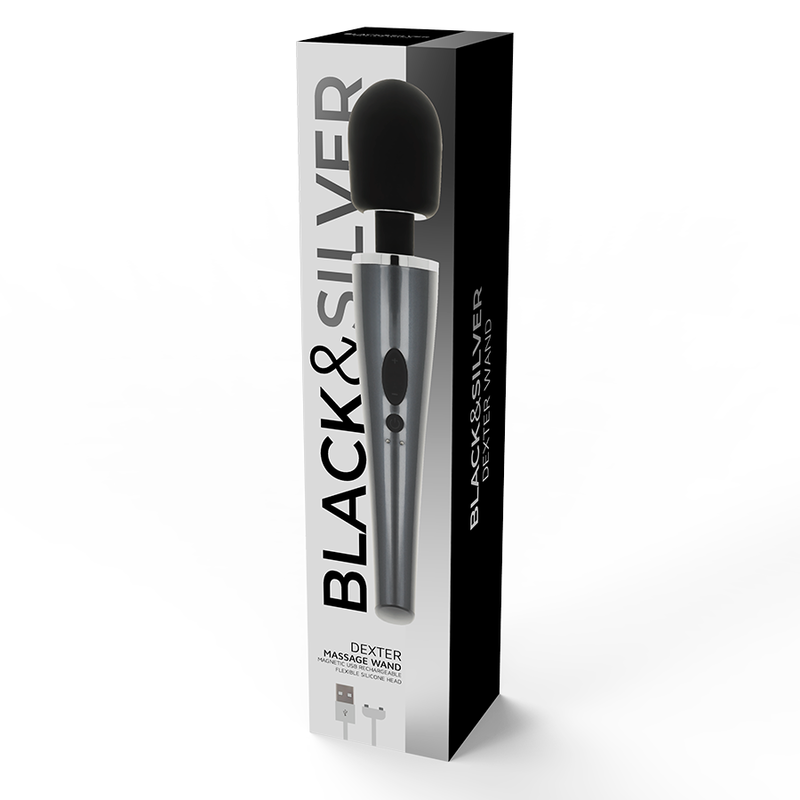 BLACK&SILVER - DelighToys Dexter Massage Wand – Black & Silver