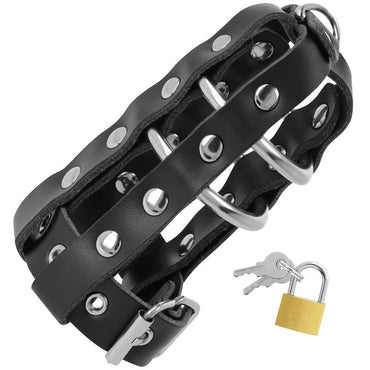 DARKNESS - Vegan Leather Chastity Cage Secure Lock by DelighToys