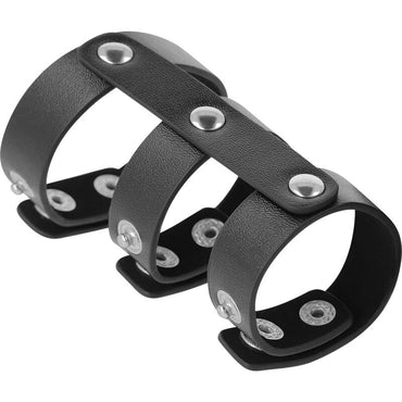 DARKNESS - Adjustable Synthetic Leather Double Ring Penis and Testicle
