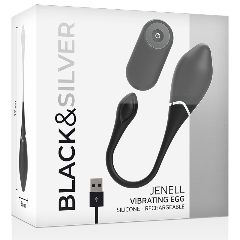 Experience powerful vibrations with the Black Silver Jenell Rechargeable Vibrating Egg Remote. USB rechargeable, remote-controlled, waterproof, body-safe, and discreet for anytime pleasure.2