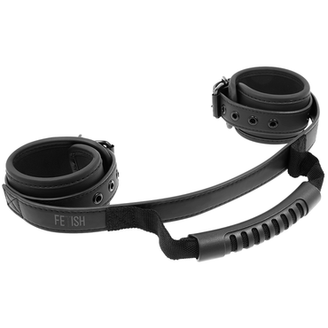 FETISH SUBMISSIVE - Neoprene Lined Vegan Leather Handcuffs Handle