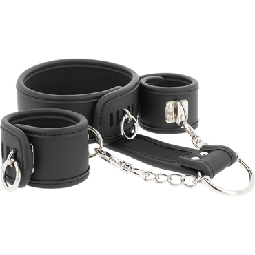 FETISH SUBMISSIVE - Vegan Leather Necklace and Handcuffs with Neoprene (1)