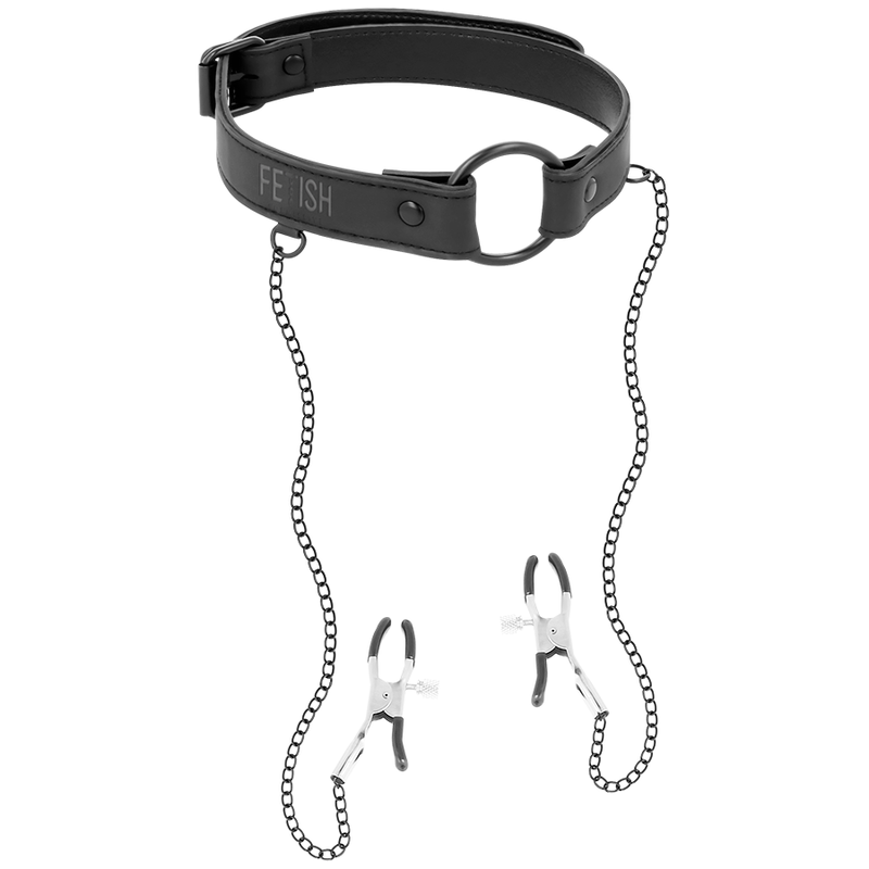 FETISH SUBMISSIVE - Gag Ring Adjustable Nipple Clamps by DelighToys