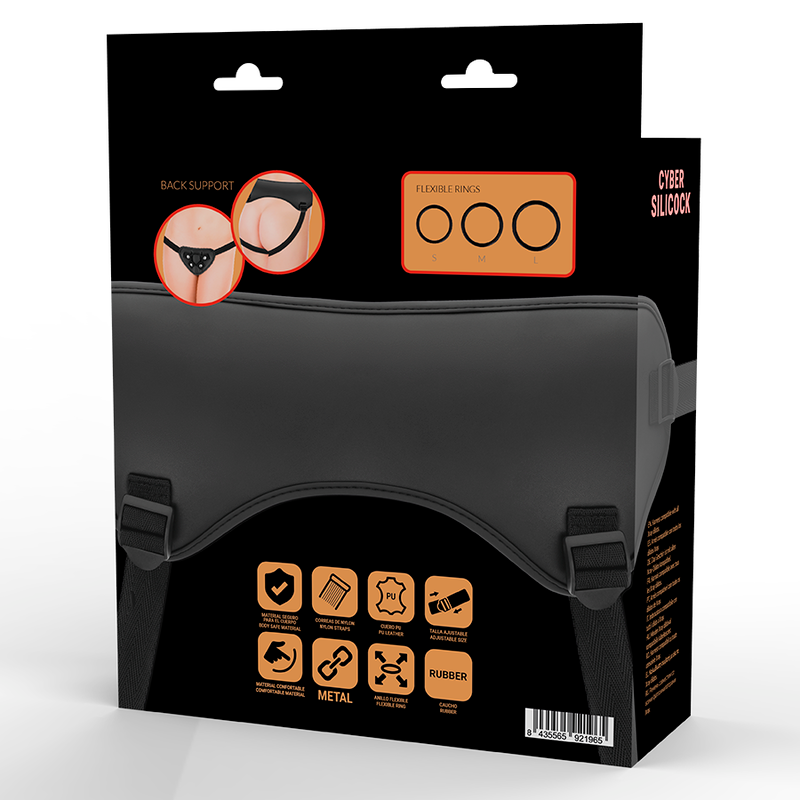 Cyber Silicock - Strap-On Harness With 3 Rings Free