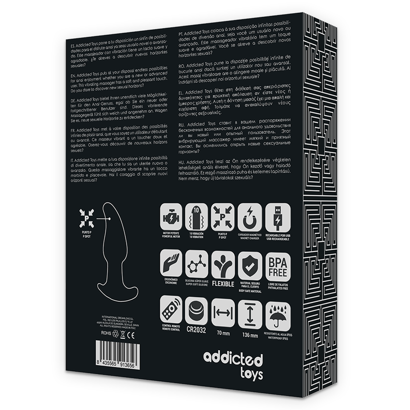 Addicted Toys - Remote Control Plug Anal P-Spot Black Pointed
