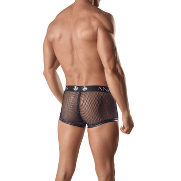 Anais Men Ares Boxer blends black mesh and leather for a bold, body-hugging fit. High-quality European materials and a sporty cut deliver seductive confidence.2