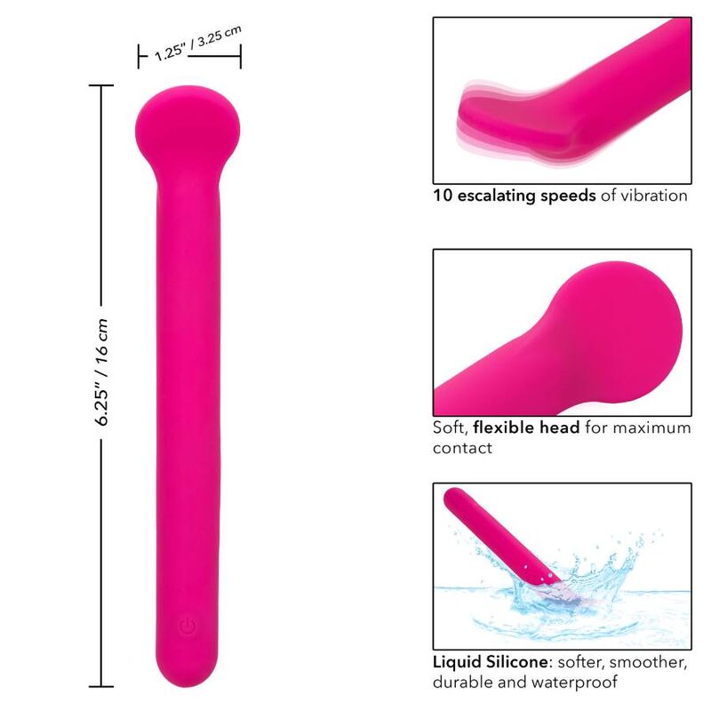 CalExotics Bliss Clitoriffic Vibrator features 10 speeds, soft liquid silicone, flexible head, USB recharge, and memory chip for ultimate clitoral and internal pleasure.4