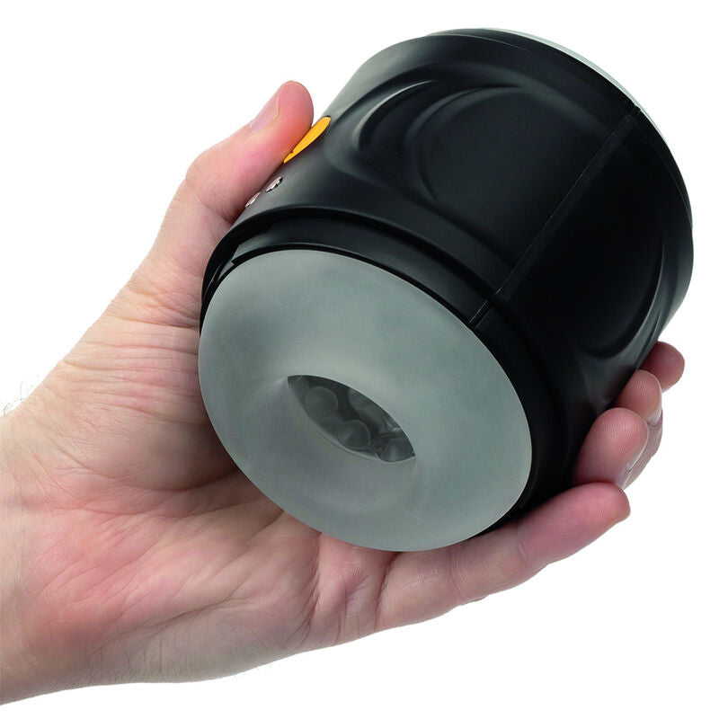 CalExotics Dual Motor Stroker offers 10 vibration functions, dual-entry design, textured chamber, memory chip, and USB recharge for intense solo pleasure anywhere.56