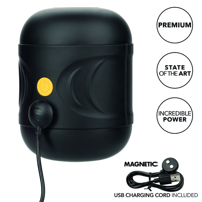 CalExotics Dual Motor Stroker offers 10 vibration functions, dual-entry design, textured chamber, memory chip, and USB recharge for intense solo pleasure anywhere.89