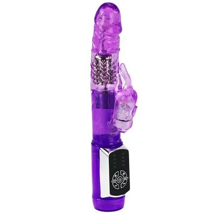 Shop Baile Rabbit Passion Baron Vibrator with metal balls, 4 rotation functions, 4 stimulator vibrations and 23 cm length. Discreet UK & EU shopping.