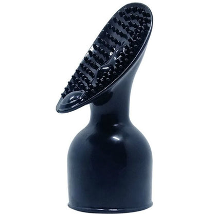 A black interchangeable head for clitoris stimulation massager, featuring a conical shape with multiple raised points.