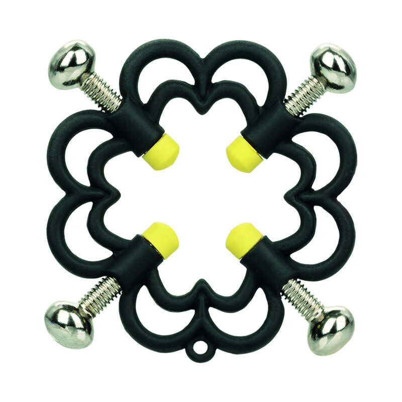 CalExotics Boundless Nipple Grips offer 4-point screw adjustment, nickel-free high-resistance metal, and electric grip tips for thrilling pain and pleasure play.1