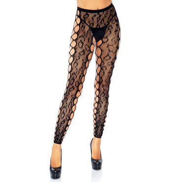 LEG AVENUE - DelighToys Leg Avenue Leopard Lace Footless Crotchless Tights One Size