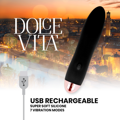 Dolce Vita - Rechargeable Vibrator Four Black 7 Speeds