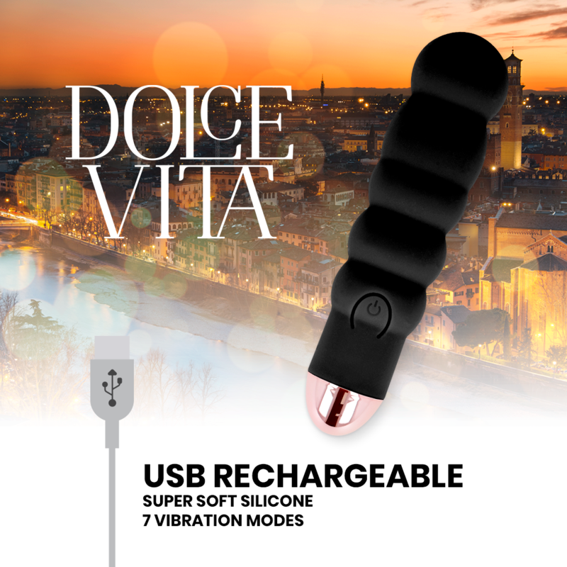 Dolce Vita - Rechargeable Vibrator Six Black 7 Speeds