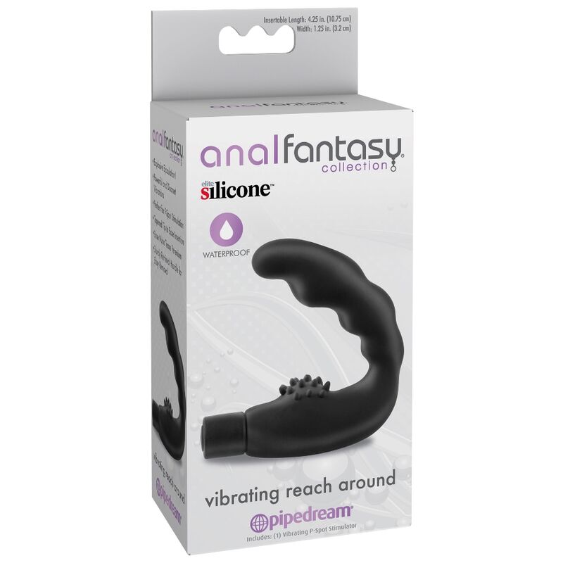 Experience prostate and perineum stimulation with the Anal Fantasy Vibrating PSpot Massager. Elite™ silicone, curved shaft, and whisper-quiet vibrations for ultimate pleasure.3