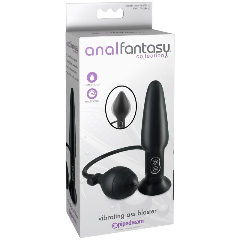 Experience adjustable fullness with the Anal Fantasy Inflatable Vibrating Plug. Seven vibration patterns, Elite™ silicone, and hands-free suction base for ultimate pleasure.3