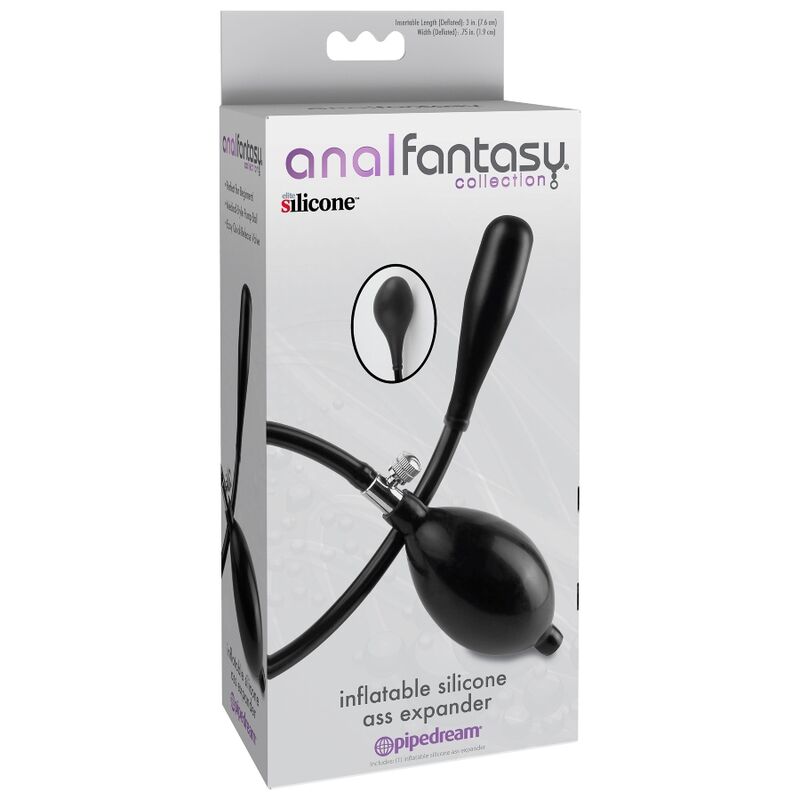 Experience intense stimulation with the Anal Fantasy Inflatable Plug Vibrating. Adjustable size, seven vibrations, Elite™ silicone, and suction cup base for hands-free fun.3