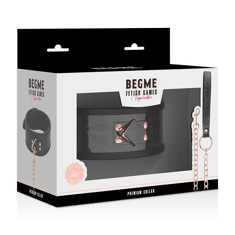 Begme - Black Edition Premium Vegan Leather Collar With Neoprene Lining