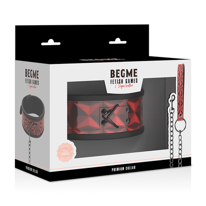 Begme - Red Edition Premium Vegan Leather Collar With Neoprene Lining