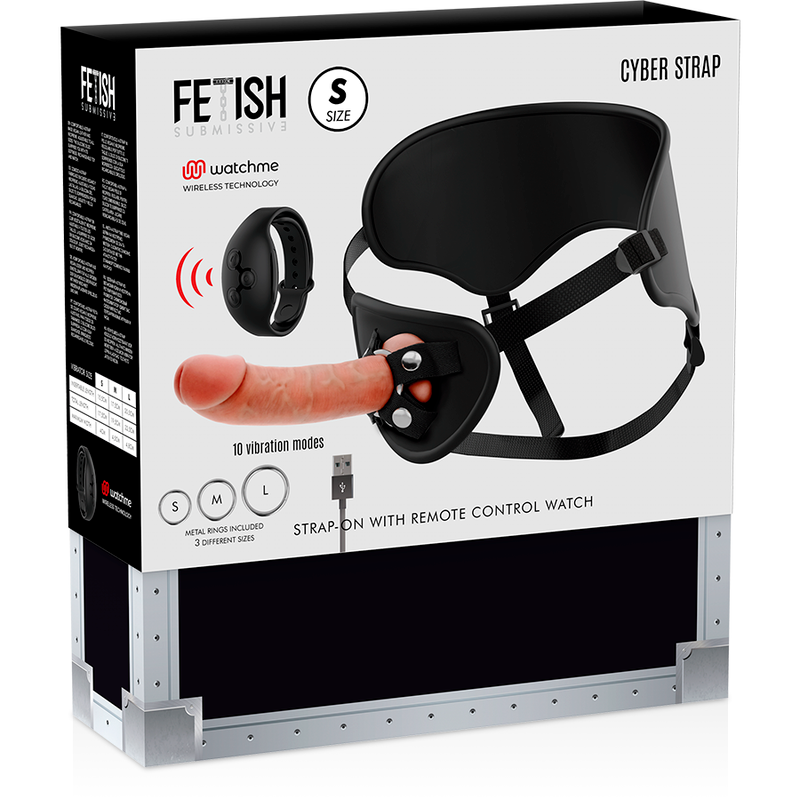 Fetish Submissive Cyber Strap - Harness With Remote Control Dildo Watchme S Technology