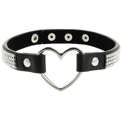 Coquette - Chic Desire Vegan Leather Choker With Heart