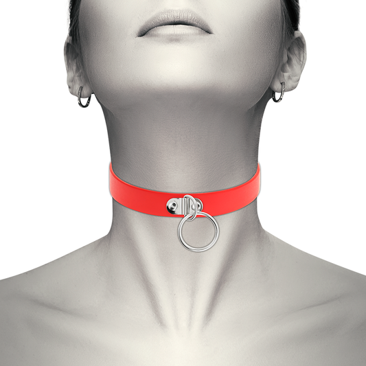 Coquette - Chic Desire Red Vegan Leather Necklace Woman Fetish Accessory