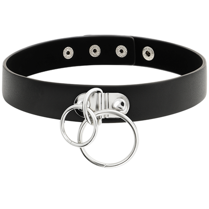 Coquette - Chic Desire Double Ring Vegan Leather Choker