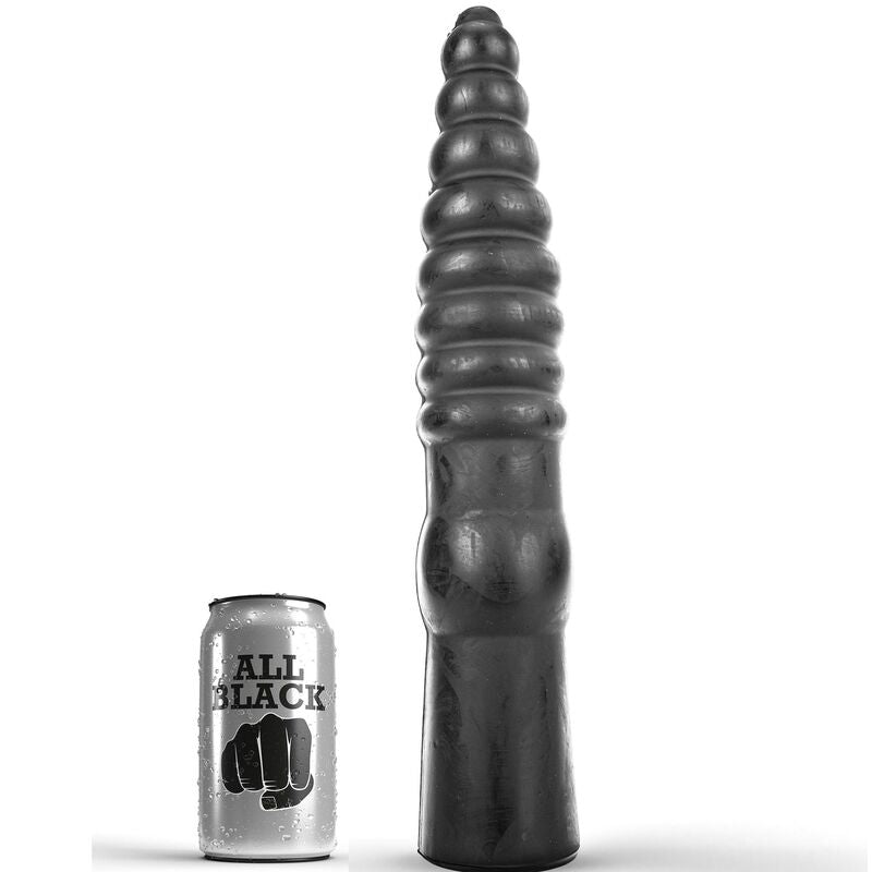 Experience deep satisfaction with the All Black Anal Dildo. With a 33 cm length and fluted texture, this hypoallergenic dildo provides safe, intense pleasure1