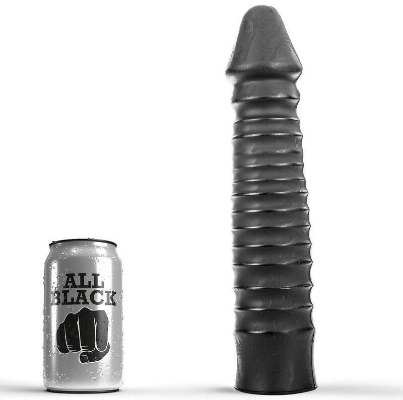 Discover intense stimulation with the All Black Large Ribbed Dildo. Deeply textured and body-safe. Compatible with water and silicone lubricants for smooth use.1