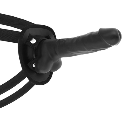 Cock Miller - Harness + Silicone Density Articulable Cocksil Black 18 Cm