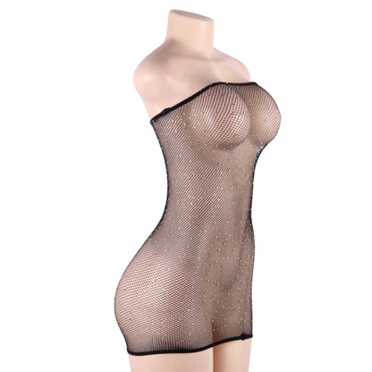 Queen Lingerie - Net Body Dress With Diamonds S/L