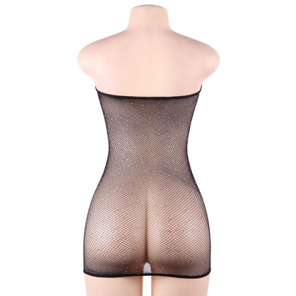 Queen Lingerie - Net Body Dress With Diamonds S/L