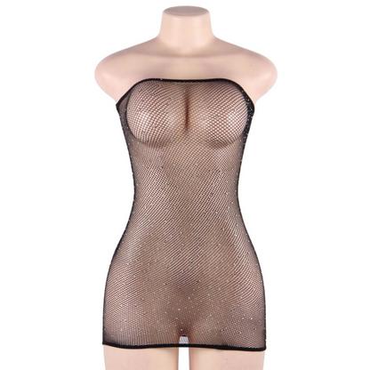 Queen Lingerie - Net Body Dress With Diamonds S/L